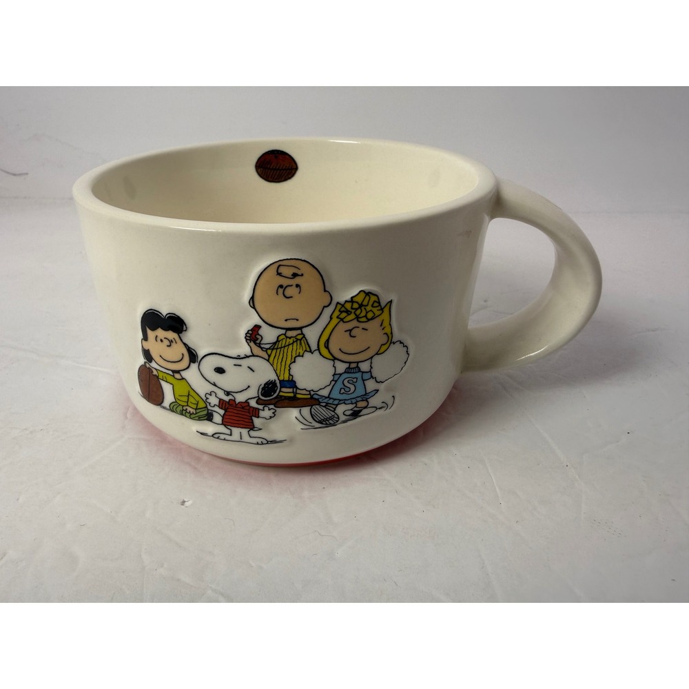 Rae Dunn Peanuts Snoopy #1 Team Ceramic Oversized Soup Mug Cream Red 2024